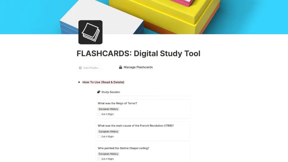 Digital Products: Notion Templates, Flashcards